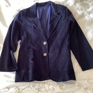 Bella Bliss boys thin corduroy blue size 14 blazer with tartan elbow patch